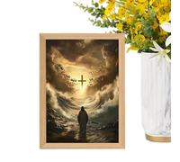 Duqulle Luce Di Gesù | Luminoso Di Gesù Con Effetto Tridimensionale | Pittura Religiosa Decorativa con Funzione LED per Decorazione Pareti Casa Camera da Letto Soggiorno Pasqua Completo