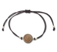 DUR Ahoi A1248 - Bracciale elastico da donna in argento sterling 925, colore marrone, con lunghezza regolabile, Eine Grösse, Argento sterling, Nessuna pietra preziosa