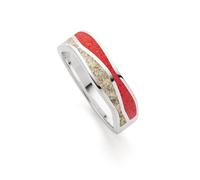 DUR Anello a onda in argento sterling 925 con corallo mosaico e sabbia da spiaggia raffinata nel colore argento/rosso/beige, misura 18, R5852.58