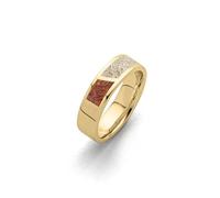 DUR Anello duetto in argento sterling 925 placcato oro con ambra e sabbia da spiaggia impreziosito di colore argento/beige/marrone, misura 52, R5999.52