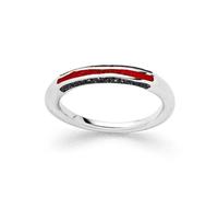 DUR - Anello gioielli gioco d'onde con sabbia lava e granulato di corallo - argento 925 rodiato - fatto a mano - gioielli marittimi, misura 54, R5986.54, 54, corallo, argento 925, sabbia lavica