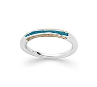 DUR Anello in argento Sterling 925 con sabbia di pietra di cianite e sabbia da spiaggia raffinate in colore argento/blu/beige, misura 52, R5984.52
