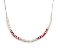 DUR - Collana da donna con sabbia da spiaggia e corallo - argento 925 rodiato - fatto a mano - 42 cm + 3 cm di estensione - gioielli marittimi, K2919, Länge: 450 mm, Breite: 4mm, corallo, argento 925