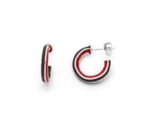 DUR - Gioielli da donna a cerchio con sabbia lava e corallo - fatto a mano - argento 925 rodiato - orecchini marini - circa 19 mm O5581, Höhe: 19 mm, Breite: 3,8 mm, corallo, argento 925, sabbia