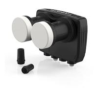 DUR-line 6° Monoblock Twin LNB,Astra 19.2°E + Hotbird 13°E,2 partecipanti & 2 satelliti (MB6-TW),Doppio LNC con DiSEqC integrato, 3D,Resistente alle intemperie + schermatura per telefono cellulare