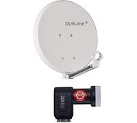 Dur-line DSA, antenna satellitare, 40 cm, con riflettore in alluminio duro ad alte prestazioni, antracite, per campeggio, balcone, barca