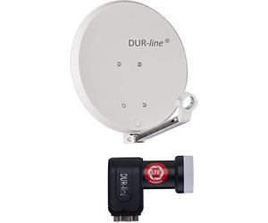 Dur-line DSA, antenna satellitare, 40 cm, con riflettore in alluminio duro ad alte prestazioni, antracite, per campeggio, balcone, barca