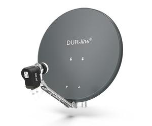 DUR-line Set da 2 partecipanti - Impianto satellitare in alluminio di alta qualità - Select 60 cm/65 cm specchio/ciotola antracite + Twin LNB - per 2 ricevitori/TV [Tecnologia all'avanguardia, DVB-S2,