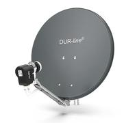 DUR-line Set da 4 partecipanti - Impianto satellitare in alluminio di alta qualità - Select 60 cm/65 cm specchio/ciotola antracite + Quad LNB - per 4 ricevitori/TV [Tecnologia all'avanguardia, DVB-S2,