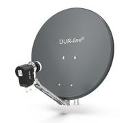 DUR-line Set di 2 partecipanti, impianto satellitare completo in alluminio di qualità, Select 60 cm/65 cm, specchio/ciotola antracite + Twin LNB, per 2 ricevitori/TV [tecnologia all'avanguardia