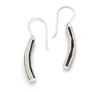DUR - Orecchini pendenti da donna con sabbia da spiaggia e sabbia lava - fatti a mano - argento 925 rodiato - gioielli costieri marini - circa 25 mm O5528, Höhe: 25 mm, Breite: 4 mm, Argento 925