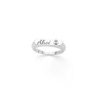 DUR Signet R6019.56 - Anello in argento sterling 925, con ancora ossidata al laser e parola Ahoi, misura 56