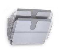 Durable 1709014400 Flexiplus 2 A4 Orizzontale, Espositore da Parete, per Documenti Formato A4 Orizzontale, 2 Comparti, 340x250x100 mm, Trasparente