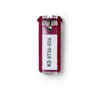 Durable 195703 - Key Clip, portachiavi, rosso, confezione da 6 pezzi | Portachiavi con finestra di etichettatura visibile, chiavi piatte, per Key Box e Key Board Durable
