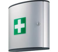 Durable 197023 - First Aid Set M, cassetta pronto soccorso con serratura, con contenuto, 302x280x118 mm (LxHxP), argento metallizzato