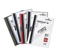 Durable 220002 Duraclip 30, Cartellina con Clip per Archiviare Documenti, Capacità 1 - 30 Fogli, Formato A4, Confezione da 25 Pezzi, Bianco