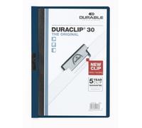 Durable 220028 Duraclip 30, Cartellina con Clip per Archiviare Documenti, Capacità 1 - 30 Fogli, Formato A4, Confezione da 25 Pezzi, Blu Notte
