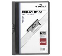 Durable 220057 Duraclip 30, Cartellina con Clip per Archiviare Documenti, Capacità 1 - 30 Fogli, Formato A4, Confezione da 25 Pezzi, Antracite