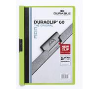 Durable 220905 Duraclip 60, Cartellina con Clip per Archiviare Documenti, Capacità 1 - 60 Fogli, Formato A4, Confezione da 25 Pezzi, Verde