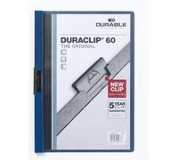 Durable 223807 Duraclip 60 Retail, Cartellina con Clip per Archiviare Documenti, Capacità 1 - 60 Fogli, Formato A4, Confezione da 5 Pezzi, Blu
