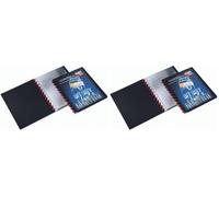 Durable 242701 - Duralook Easy Plus, portalistino per documenti f.to A4, 20 buste trasparenti rimovibili, copertina con tasca trasparente, nero (Confezione da 2)