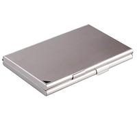 Durable 243323 - Portabiglietti da visita tascabile in alluminio, divisorio, per 10 biglietti personali e 10 ricevuti, 90x55 mm, argento metallizzato
