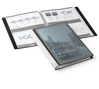 Durable 243401 - Duralook Plus, portalistino per documenti A4, copertina con tasca trasparente, etichetta longitudinale, 40 buste, nero