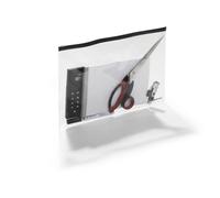 Durable 247901 - Zip Bags, busta trasparente con zip f.to A4 per l'archiviazione, trasporto e custodia di documenti, nero, confezione da 5 pezzi