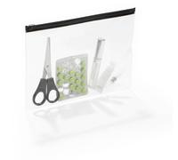 Durable 248001 - Zip Bags, busta trasparente con zip f.to A5 per l'archiviazione, trasporto e custodia di documenti, nero, confezione da 5 pezzi