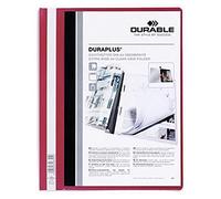 Durable 257903 - Cartellina ad Aghi Duraplus, Formato A4+, Fronte Trasparente e Retro Colorato, Rosso, Confezione da 25 Pezzi