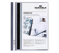 Durable 257910 - Cartellina ad aghi Duraplus, f.to A4+, fronte trasparente e retro colorato, porta etichetta, tasche interne, grigio, conf. da 25 pezzi