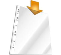 Durable 267319 - Busta business forata per cataloghi, f.to A4, apertura lato superiore, finitura lucida, trasparente, confezione da 40 pezzi