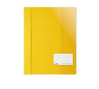 Durable 269004 - Clear View Cartellina per Documenti Perforati Formato A4, Pressino Ferma Fogli ad Aghi, Giallo, Confezione da 25 Pezzi