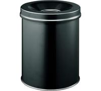 Durable 330501 - Cestino autoestinguente Safe 15, in Acciaio Verniciato, Certificato TÜV, capacità 15 Litri, 357x260, Nero