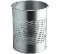 Durable 331023 Cestino Per Rifiuti In Metallo Rotondo 15 Litri, Perforazione 165 Mm, Argento