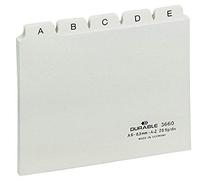 Durable 366002 - Divisore alfabetico per schedario, f.to A6, con etichette prestampate (A-Z), bianco, confezione da 25 pezzi