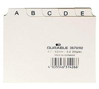 Durable 367002 - Divisore alfabetico per schedario, f.to A7, con etichette prestampate (A-Z), bianco, confezione da 25 pezzi