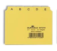 Durable 367004 - Divisore alfabetico per schedario, f.to A7, con etichette prestampate (A-Z), giallo, confezione da 25 pezzi