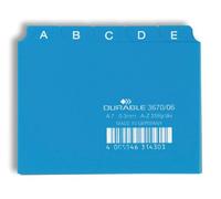 Durable 367006 - Divisore alfabetico per schedario, f.to A7, con etichette prestampate (A-Z), azzurro, confezione da 25 pezzi