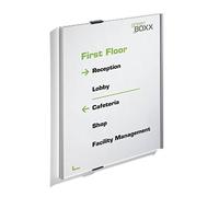 Durable 480823 Info Sign, Targa Fuoriporta, Alluminio e Acrilico, Inserto 297 x 420 mm (L x H), Argento Metallizzato