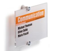Durable 482319 Crystal Sign, Targa Fuoriporta, Acrilico, Fissaggio con Viti, 210x148 mm, Trasparente