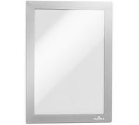 Durable 487123 Duraframe A5, Cornice Espositiva Adesiva, per Superfici Lisce e Solide, Formato A5, Confezione da 2 Pezzi, Argento