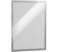 Durable 487323 Duraframe A3, Cornice Espositiva Adesiva, per Superfici Lisce e Solide, Formato A3, Confezione da 2 Pezzi, Argento
