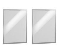 Durable 487323 Duraframe A3, Cornice Espositiva Adesiva, per Superfici Lisce e Solide, Formato A3, Confezione da 2 Pezzi, Argento