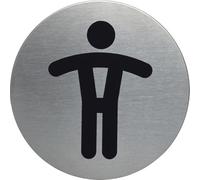 Durable Pittogramma adesivo 490523 WC uomini tondo acciaio inossidabile Ø83 mm argento metallizzato