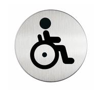 DURABLE - 4906-23 - Pittogramma adesivo - WC diversamente abili - diametro 8,3 cm - acciaio - Durable - 61378 - Conf. da 1 Pz. - 4906-23