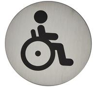 Durable 490623 - Pittogramma tondo, adesivo, con simbolo serigrafatoWC disabili, acciaio inossidabile, diametro 83 mm, argento metallizzato