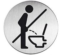 Durable 492123 - Pittogramma tondo, adesivo, con simbolo serigrafatoPrego sedersi, acciaio inossidabile, diametro 83 mm, argento metallizzato