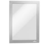 Durable 494723 Duraframe Magnetic, Cornice Espositiva a Fissaggio Magnetico, Formato A5, Confezione da 5 Pezzi, Argento Metallizzato