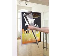 Durable 499623 - Duraframe Poster, Cornice Espositiva Adesiva, Formato Poster, per Superfici Solide e Lisce, Stabilizzatore UV, 50 x 70 cm, Argento Metallizzato